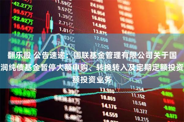 翻乐股 公告速递：国联基金管理有限公司关于国联恒润纯债基金暂停大额申购、转换转入及定期定额投资业务