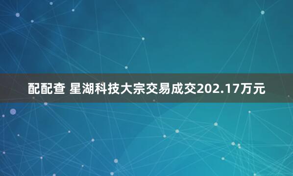 配配查 星湖科技大宗交易成交202.17万元