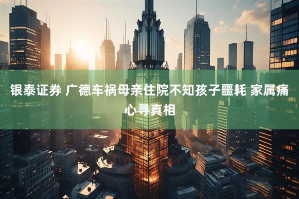 银泰证券 广德车祸母亲住院不知孩子噩耗 家属痛心寻真相